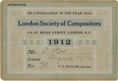 Leonard Roe membership card 1912