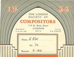 Leonard Roe membership card 1934